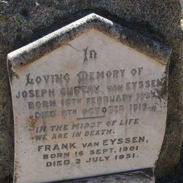 EYSSEN Joseph Gustav, van 1898-1918 :: VAN EYSSEN Frank 1901-1951