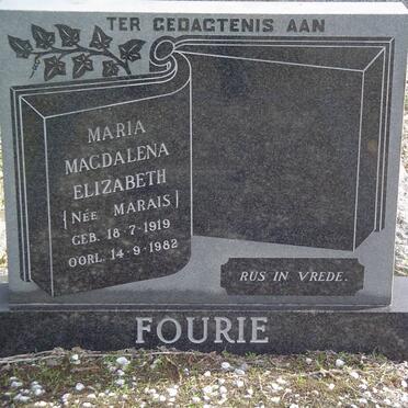 FOURIE Maria Magdalena Elizabeth nee MARAIS 1919-1982