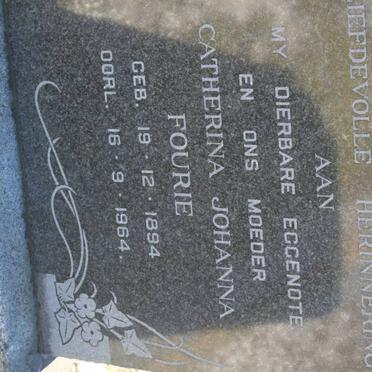 FOURIE Albertus Johannes 1893-1978 &amp; Catharina Johanna 1894-1964