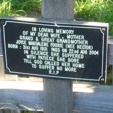 FOURIE Joyce Magdalene nee HECTOR 1931-2004