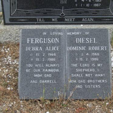 FERGUSON Debra Alice 1966-1986 :: DIESEL Dominic Robert 1968-1986