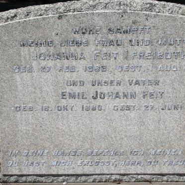 FEIT Emil Johann 1880-1951 &amp; Johanna FREIBOTH 1886-1955