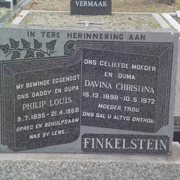 FINKELSTEIN Philip Louis 1895-1968 &amp; Davina Christina 1898-1972