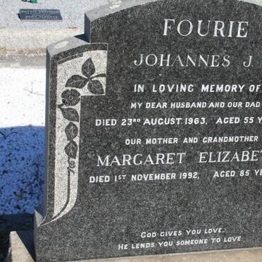 FOURIE Johannes J.F. -1963 &amp; Margaret Elizabeth -1992