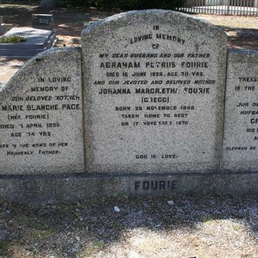 FOURIE Abraham Petrus -1956 &amp; Johanna Margrietha GREGG 1888-1970