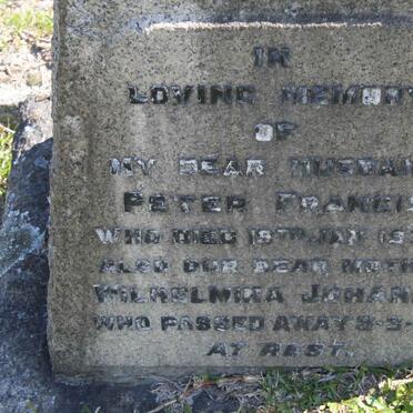 FRANCIS Peter -1932 &amp; Wilhelmina Johanna -1947