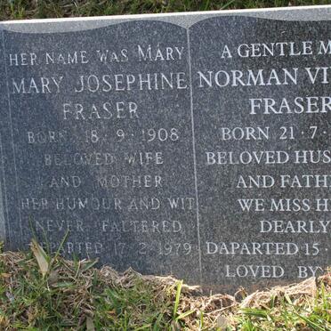 FRASER Norman Vivian 1912-1996 &amp; Mary Josephine 1908-1979