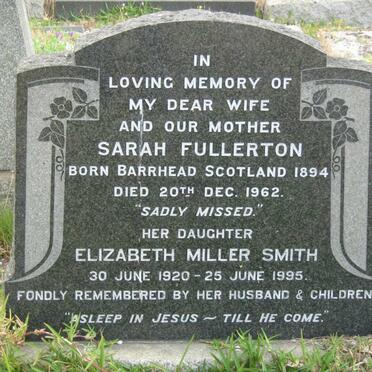 FULLERTON Sarah 1894-1962 :: SMITH Elizabeth Miller 1920-1995