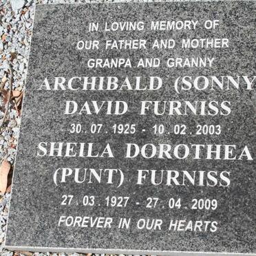 FURNISS Archibald David 1925-2003 &amp; Sheila Dorothea PUNT 1927-2009