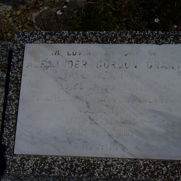 GRANT Alexander Gordon 1908-1970 &amp; Wilhelmina Johanna GARTER 1916-2003