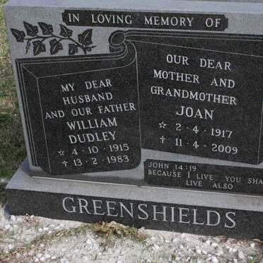 GREENSHIELDS William Dudley 1915-1983 &amp; Joan 1917-2009