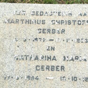 GERBER Marthinus Christoffel 1872-1936 &amp; Catharina Maria 1884-1960
