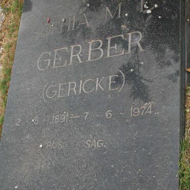GERBER Sophia M.E. nee GERICKE 1891-1974