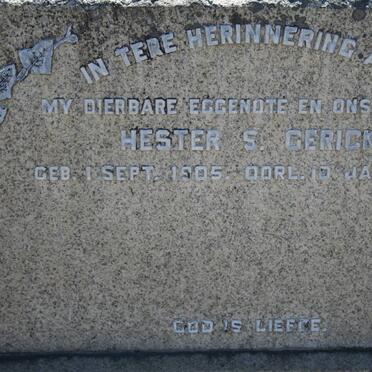 GERICKE  Hester S. 1905-1952