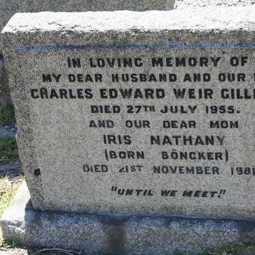 GILLESPIE Charles Edward Weir -1955 &amp; Iris Nathany BÖNCKER -1981