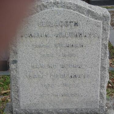 GILDENHUYS Barend George Isaac 1870-1952 &amp; Elizabeth Johanna STAGMAN 1872-1944