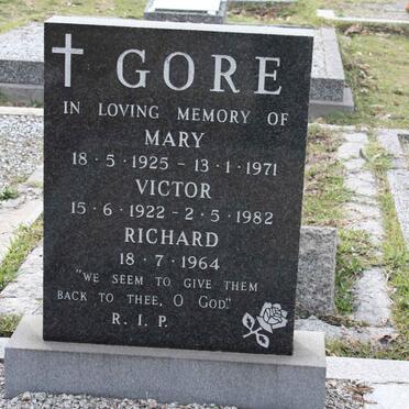 GORE Victor 1922-1982 &amp; Mary 1925-1971 :: GORE Richard -1964