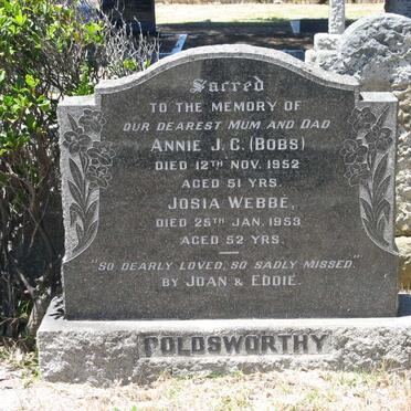 GOLDSWORTHY Josia Webbe -1953 &amp; Annie J.C. BOBS -1952