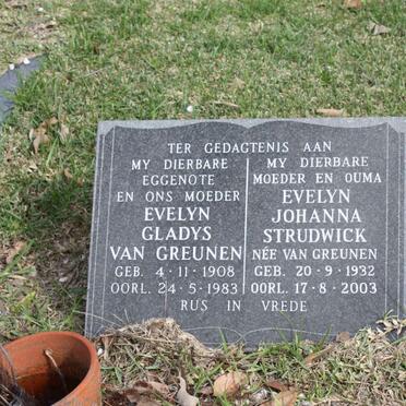 GREUNEN Evelyn Gladys, van 1908-1983 :: STRUDWICK Evelyn Johanna nee VAN GREUNEN 1932-2003