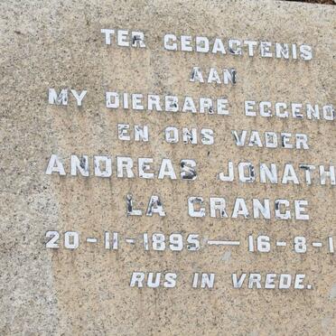 GRANGE Andreas Jonathan, la 1895-1960