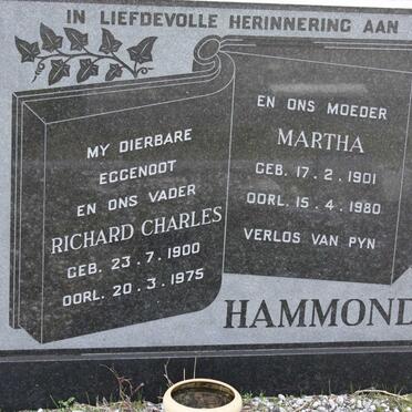 HAMMOND Richard Charles 1900-1975 &amp; Martha 1901-1980