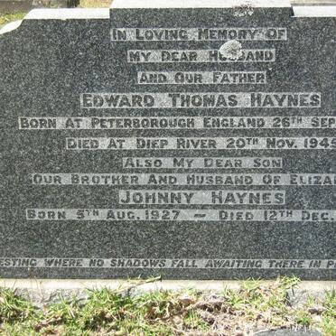 HAYNES Edward Thomas 1882-1945 :: HAYNES Johnny 1927-1969