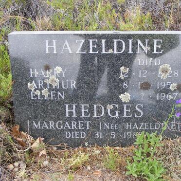 HAZELDINE Harry -1928 :: HAZELDINE Arthur -195? :: HAZELDINE Ellen -1967 :: HEDGES Margaret nee HAZELDINE -198?