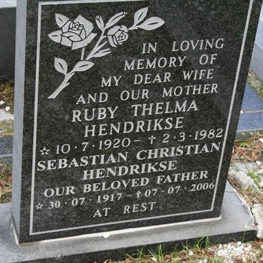 HENDRIKSE Sebastian Christian 1917-2006 &amp; Ruby Thelma 1920-1982