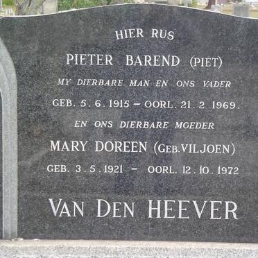 HEEVER Pieter Barend, van den 1915-1969 &amp; Mary Doreen VILJOEN 1921-1972
