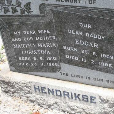 HENDRIKSE Edgar 1909-1995 &amp; Martha Maria Christina 1910-1968