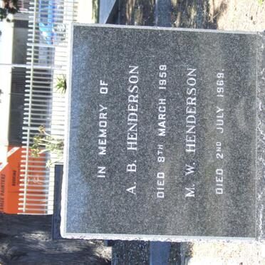 HENDERSON A.B. -1959 &amp; M.W. -1969
