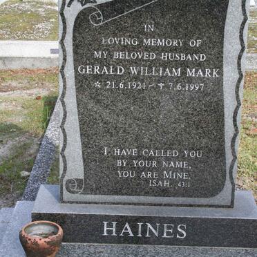 HAINES Gerald William Mark 1921-1997