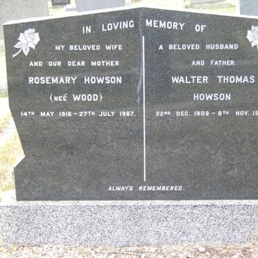 HOWSON Walter Thomas 1909-1986 &amp; Rosemary WOOD 1916-1967