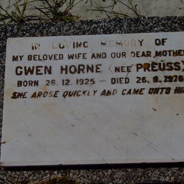 HORNE Gwen nee PREUSS 1925-1976