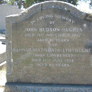 HUGHES John Hudson -1957 &amp; Hannah Matilda LAWRENCE -1958