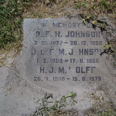 JOHNSON R.F.H. 1877-1968 :: JOHNSON J.L.F.M. 1908-1968 :: WOLFF H.J.M. 1906-1975