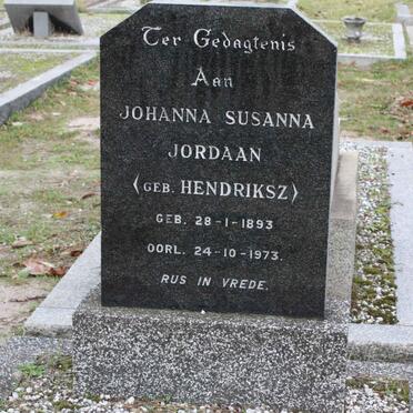 JORDAAN Johanna Susanna nee HENDRIKSZ 1893-1973