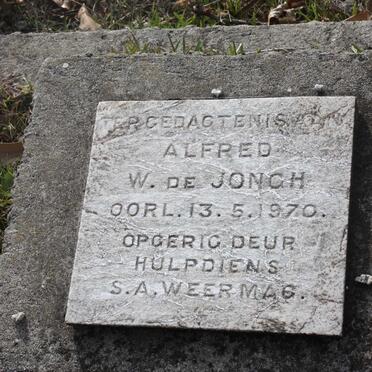 JONGH Alfred W., de  -1970