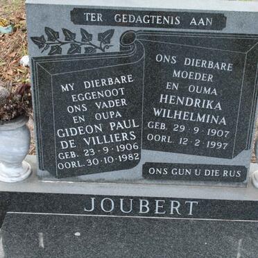 JOUBERT Gideon Paul de Villiers 1906-1982 &amp; Hendrika Wilhelmina 1907-1997