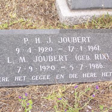 JOUBERT P.H.J. 1920-1961 &amp; L.M. RIX 1920-1986