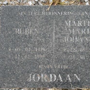 JORDAAN Ruben 1919-1995 &amp; Martha Maria Johanna 1922-2000