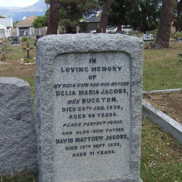 JACOBS David Matthew -1930 &amp; Delia Maria BUCKTON -1930