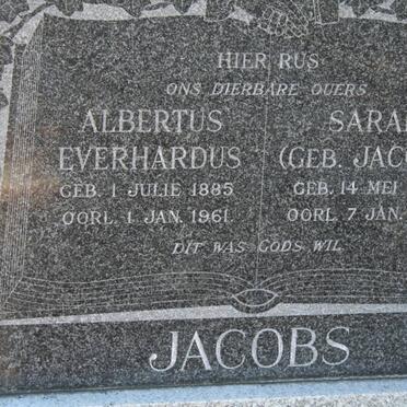 JACOBS Albertus Everhardus 1885-1961 &amp; Sarah JACOBS 1882-1960