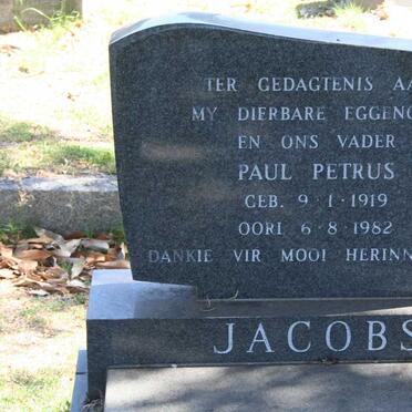 JACOBS Paul Petrus 1919-1982 &amp; Martha Magdalena 1919-2001