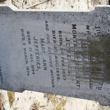 JEFFERIES Montague Robert 1887-1958 &amp; Mary Ann 1894-1974