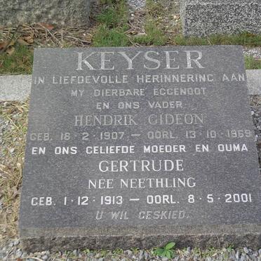 KEYSER Hendrik Gideon 1907-1969 &amp; Gertrude NEETHLING 1913-2001