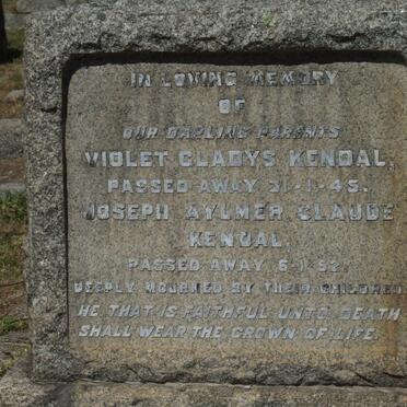 KENDAL Joseph Aylmer Claude -1952 &amp; Violet Gladys -1945