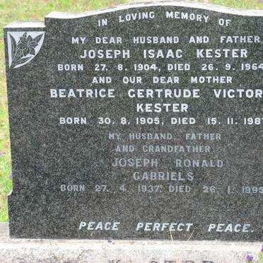 KESTER Joseph Isaac 1904-1964 &amp; Beatrice Gertrude Victoria 1905-1987 :: GABRIELS Joseph Ronald 1937-1995