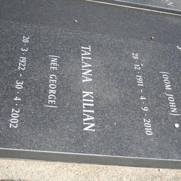 KILIAN Jacobus K.B. 1911-2010 &amp; Magdalene ALBERTS 1909-1967 &amp; Talana GEORGE 1922-2001