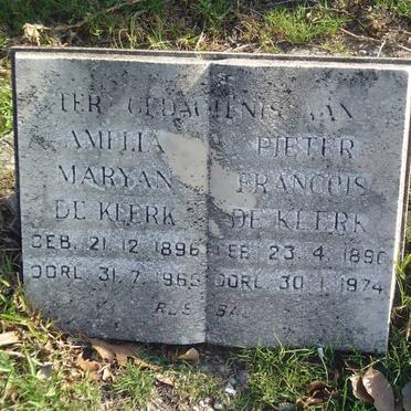 KLERK Pieter Francois, de 1890-1974 &amp; Amelia Maryan 1896-1965